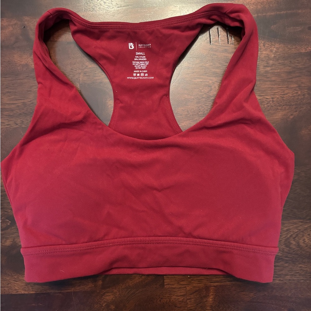 NWOT Buffbunny Solar Sports Bra, Vineyard Dark Red, Size Small